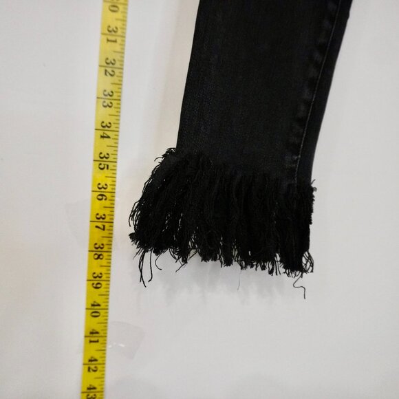 FRAME sz 2 5Denim Black Noir Le High Skinny Shredded Raw Jeans - Picture 3 of 5